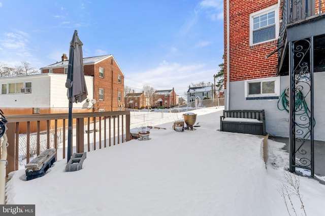 view of yard covered in snow