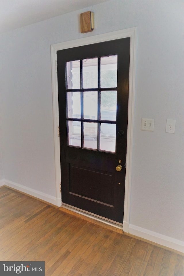 entryway with hardwood / wood-style flooring