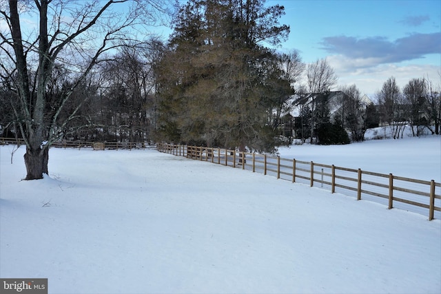 view of yard covered in snow