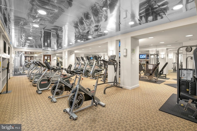 gym featuring carpet floors