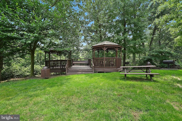 view of yard with a gazebo