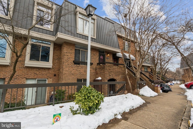 view of snow covered exterior