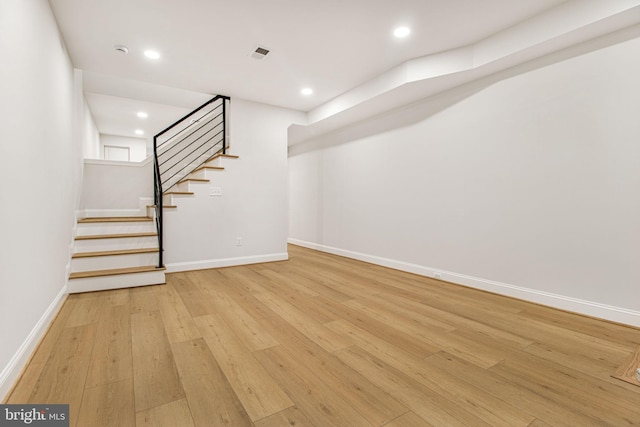 interior space with light hardwood / wood-style floors