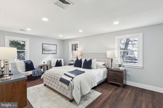 bedroom featuring dark hardwood / wood-style floors