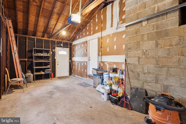 garage with a garage door opener