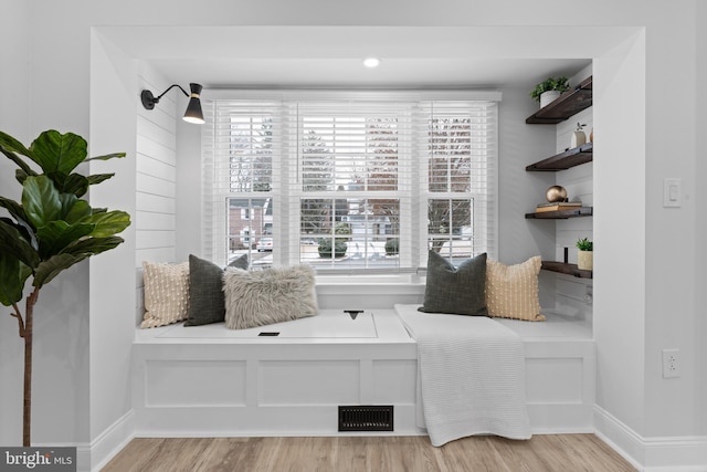 living area featuring light hardwood / wood-style flooring