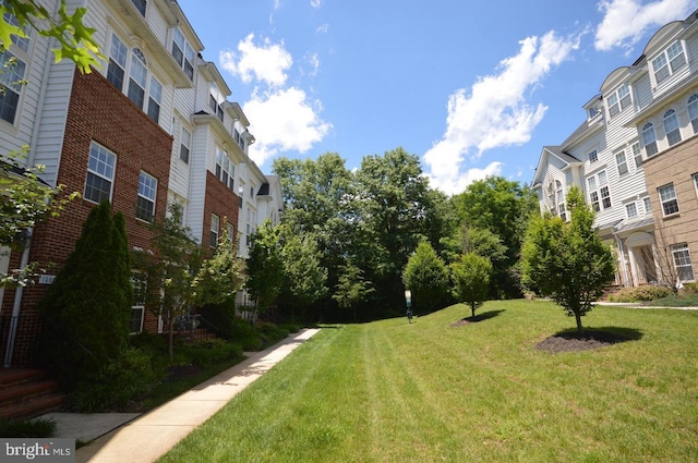 view of community featuring a lawn