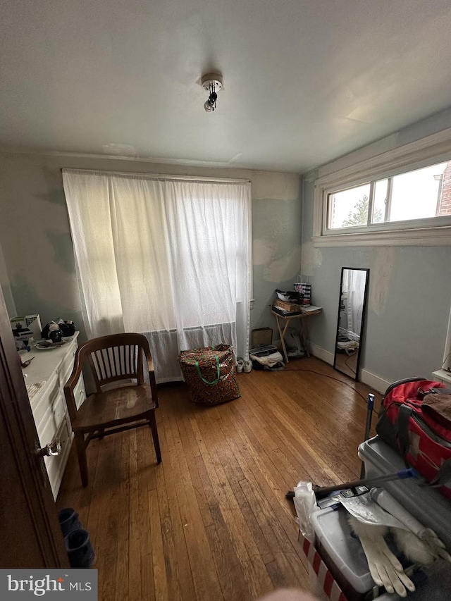 living area featuring hardwood / wood-style floors