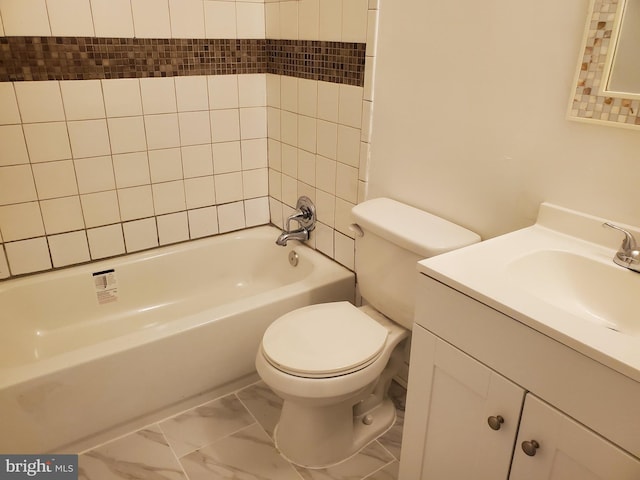 full bathroom with  shower combination, vanity, and toilet