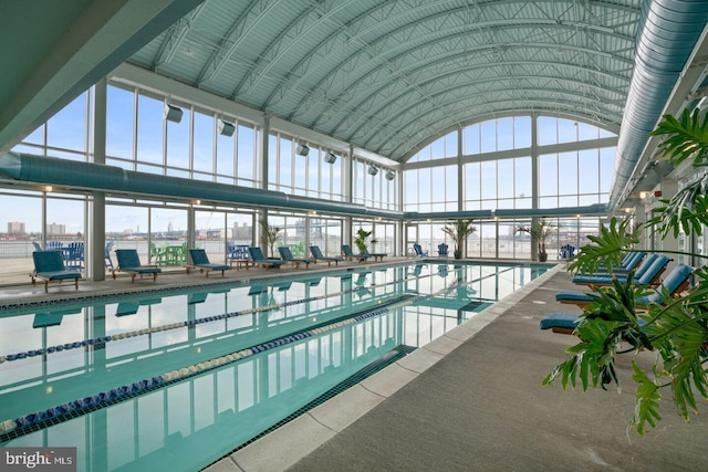 pool with a patio