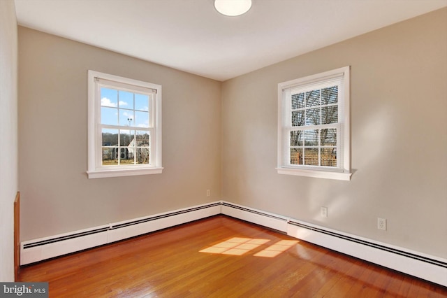 unfurnished room featuring a healthy amount of sunlight and wood finished floors