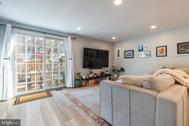 living room featuring light hardwood / wood-style flooring