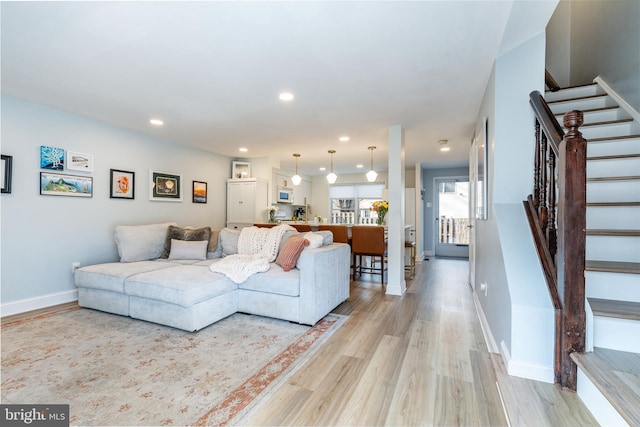 living room featuring light hardwood / wood-style floors