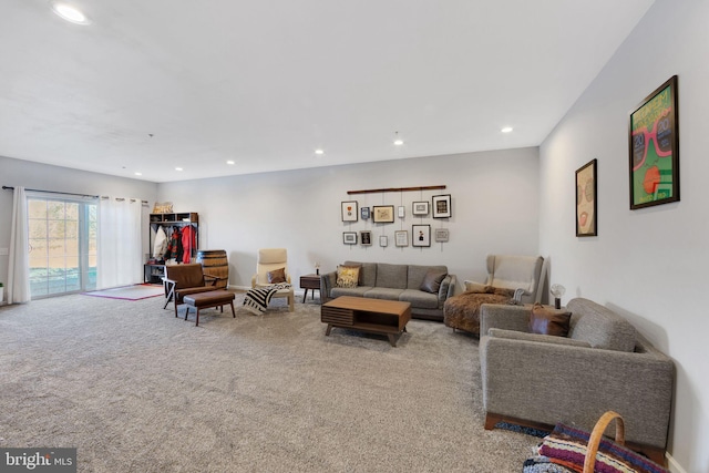 living room with light carpet