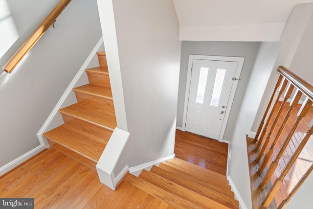 entrance foyer with light hardwood / wood-style flooring