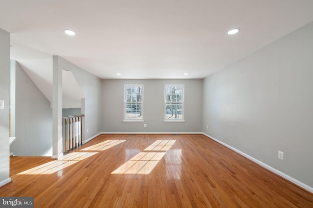 interior space with light hardwood / wood-style floors