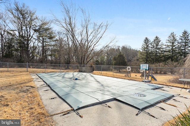 view of pool with fence and a fenced in pool