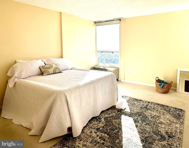 bedroom featuring carpet flooring and a wall mounted AC