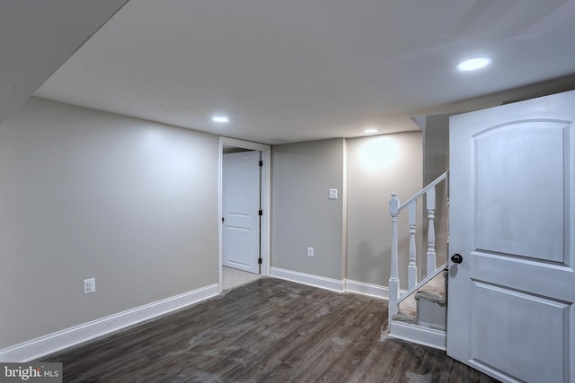 interior space with dark hardwood / wood-style floors