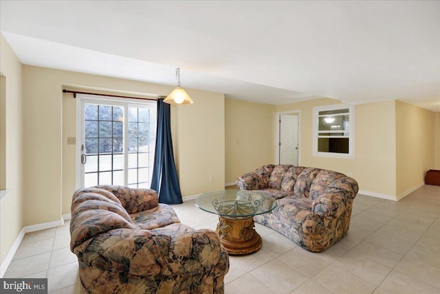 view of tiled living room