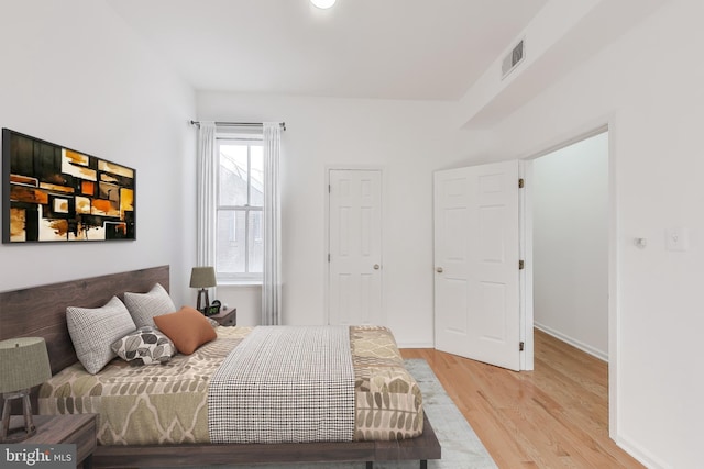 bedroom featuring light hardwood / wood-style flooring