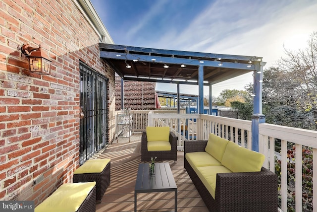 deck featuring outdoor lounge area