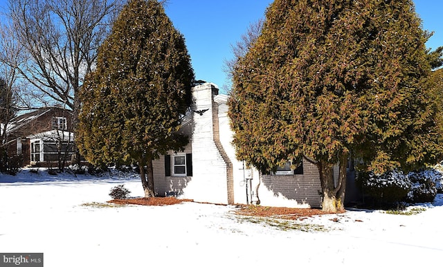 view of snow covered exterior