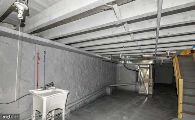 basement with sink