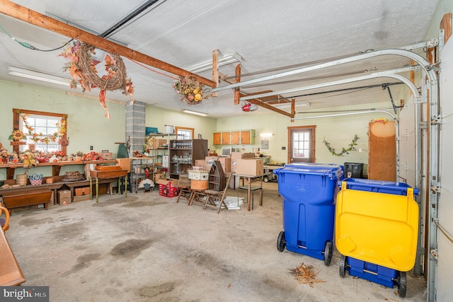 garage with a garage door opener