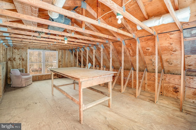 view of unfinished attic