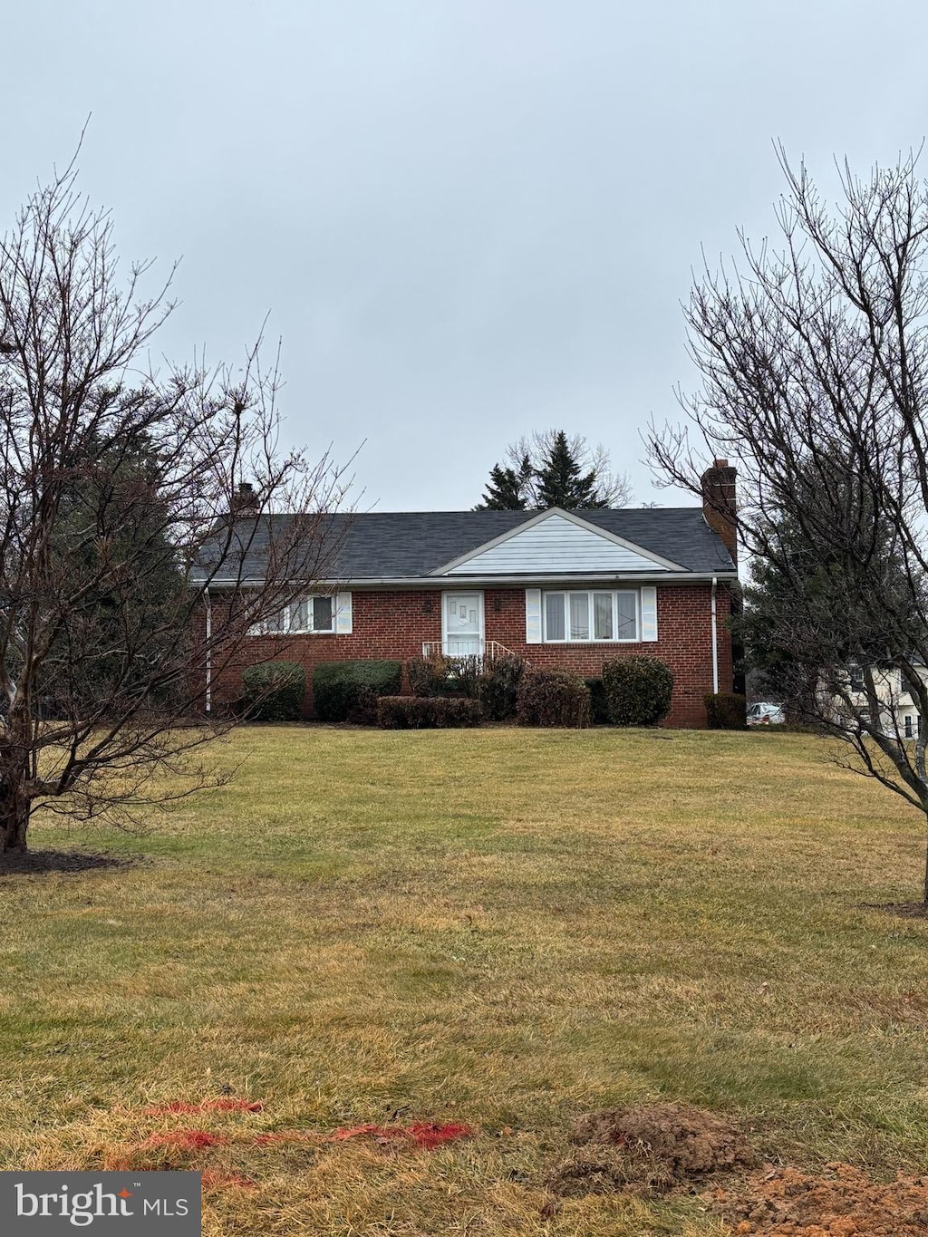 view of front of property with a front lawn