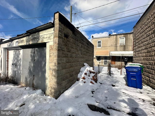 view of snow covered exterior