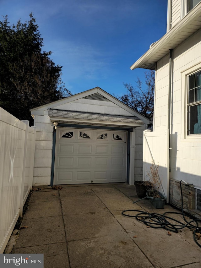 view of garage