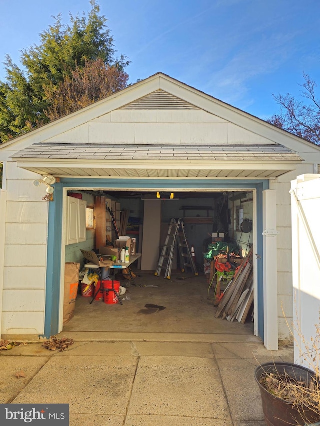 view of garage