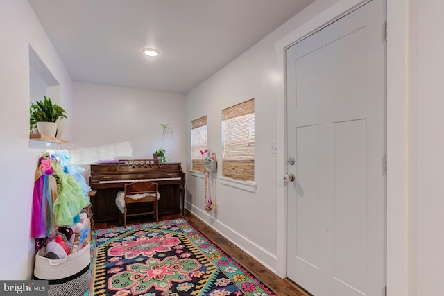 entrance foyer featuring dark hardwood / wood-style flooring