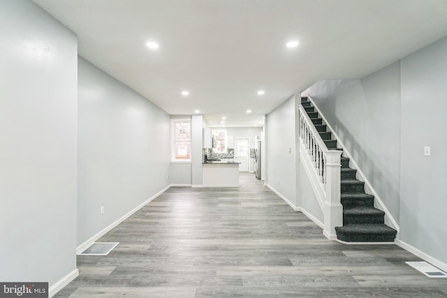 interior space with light hardwood / wood-style flooring