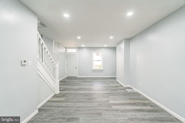 entryway with light hardwood / wood-style floors