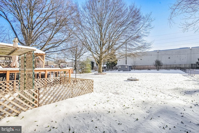 view of yard covered in snow