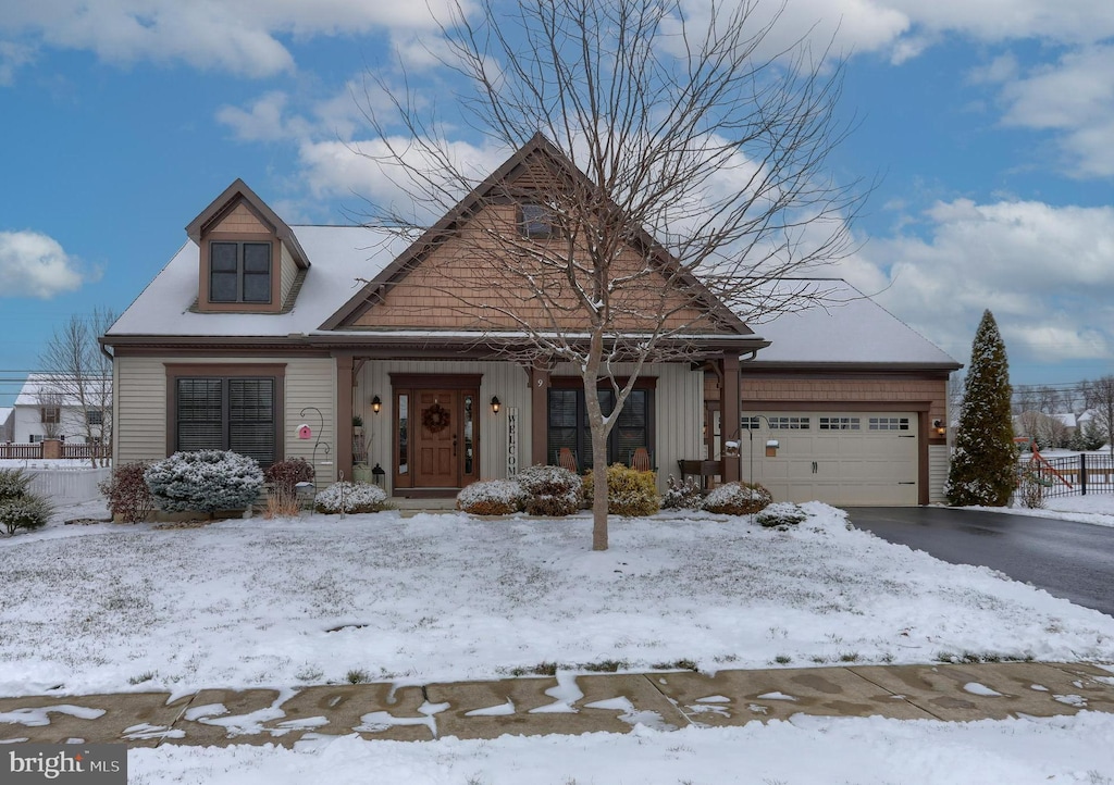 view of front facade featuring a garage