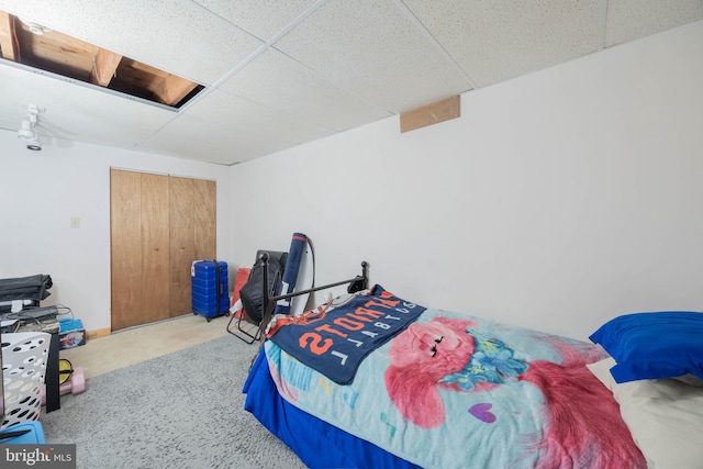 bedroom featuring a drop ceiling