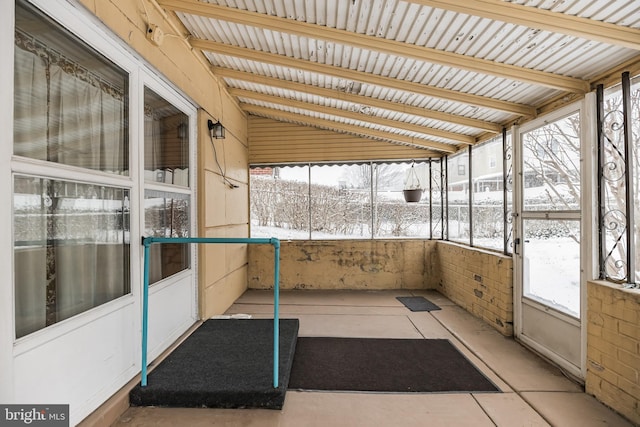 view of unfurnished sunroom