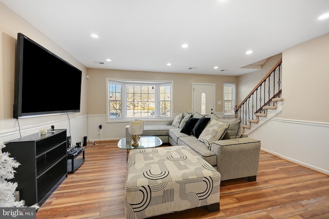 living room featuring light hardwood / wood-style floors