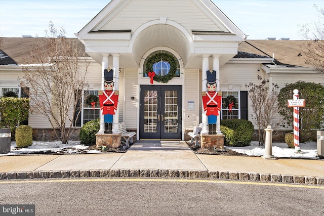 entrance to property with french doors