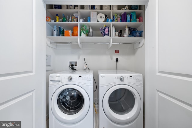 laundry room with washing machine and clothes dryer