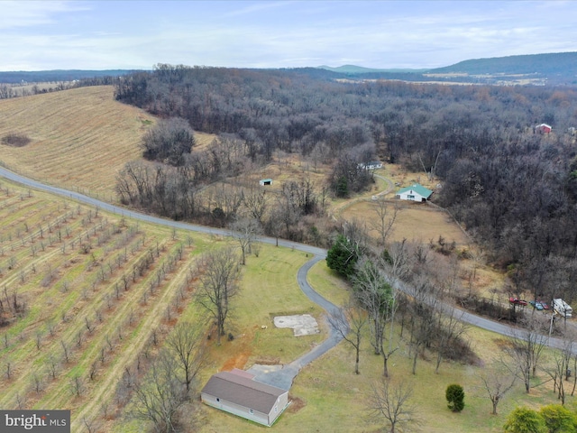 aerial view with a rural view