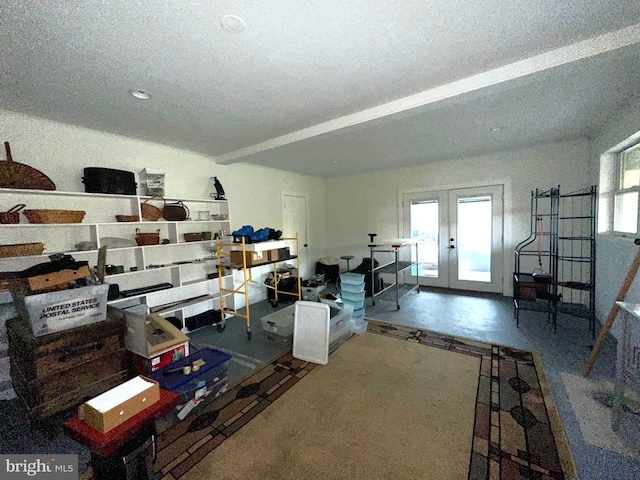 storage area with french doors