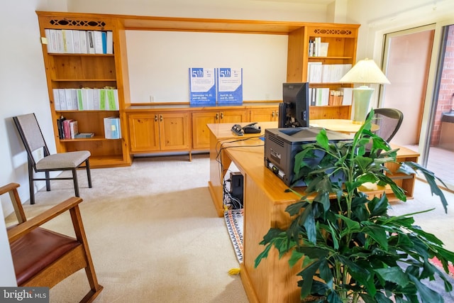 view of carpeted home office