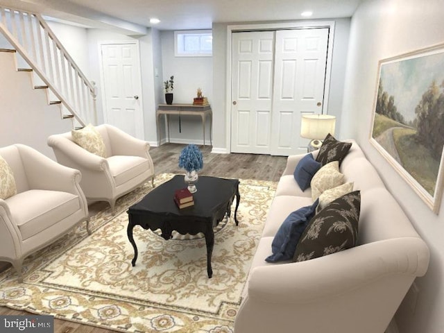 living room featuring wood-type flooring