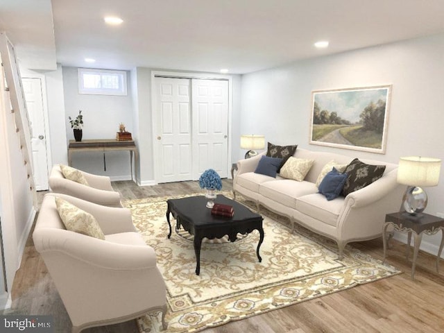 living room featuring light hardwood / wood-style floors