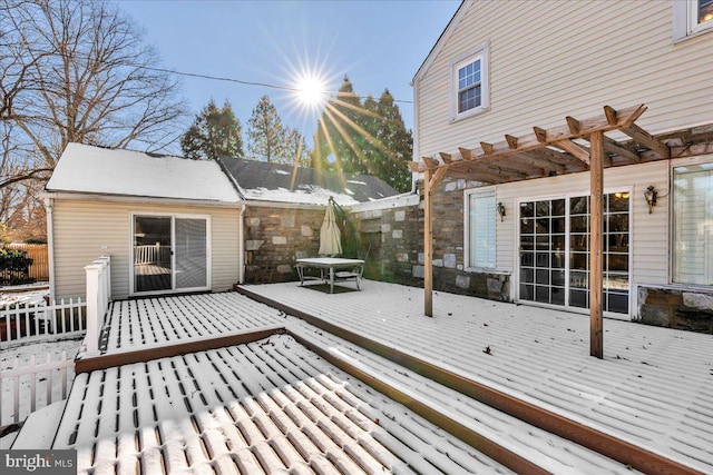 deck featuring a pergola